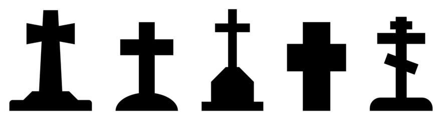 Grave icons. Vector illustration isolated on white background