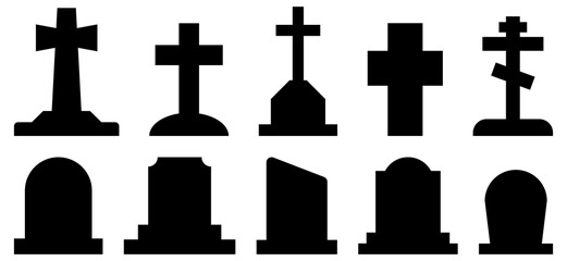 Grave icons set. Vector illustration isolated on white background