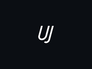 Fototapeta na wymiar Minimalist UJ Letter Logo, Letter Uj Logo Icon Vector With Black Background