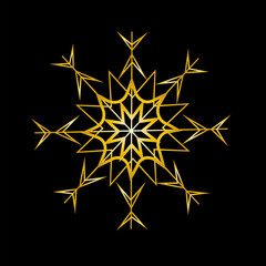 christmas new year golden snowflake on black background