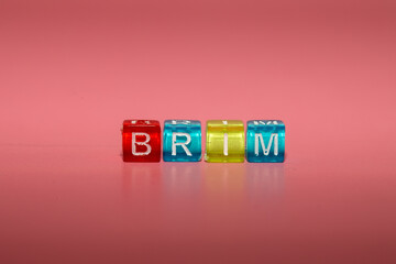 the word "brim" made up of cubes