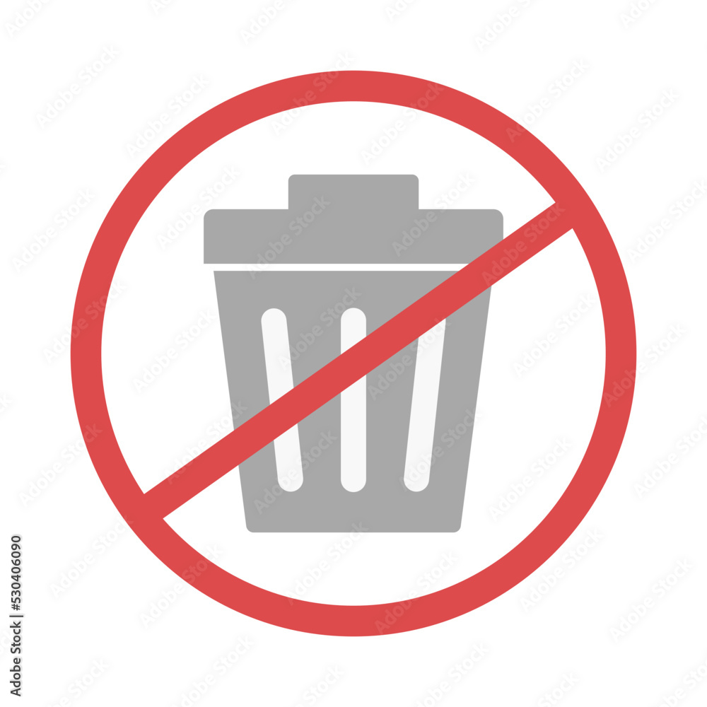 Poster no dumping of trash in trash can. vector.