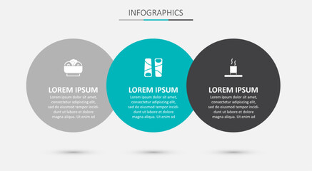 Set Guotie, Chow mein on plate and Cup of tea. Business infographic template. Vector