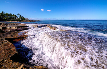 beautiful blue sky and beach scenes on secret beach oahu hwaii