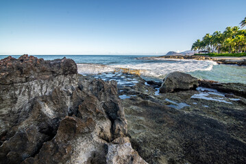 beautiful blue sky and beach scenes on secret beach oahu hwaii