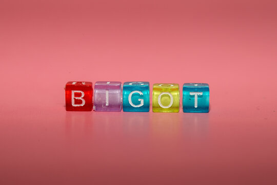 the word "bigot" made up of cubes