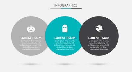 Set Ghost, Pumpkin and Moon and stars. Business infographic template. Vector