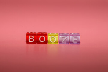 the word "booze" made up of cubes