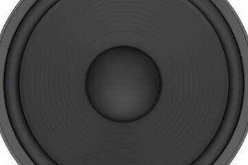 Hi-fi speakers with loudspeakers for sound recording studio on white background.