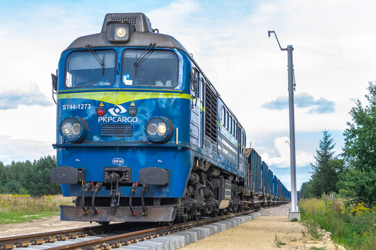 Mierzecice, Poland - 31.08.2022 -Train of the pkp cargo company in Mierzecice