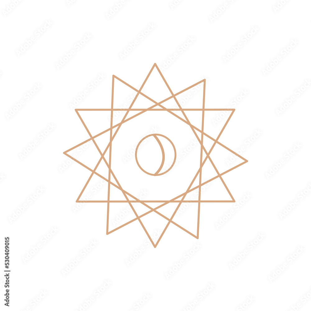 Wall mural logo in a modern style. vector linear icon. boho characters - solar logo design templates - abstract