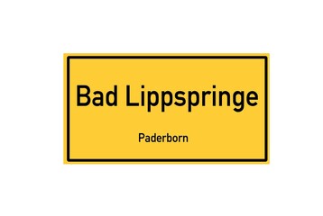Isolated German city limit sign of Bad Lippspringe located in Nordrhein-Westfalen