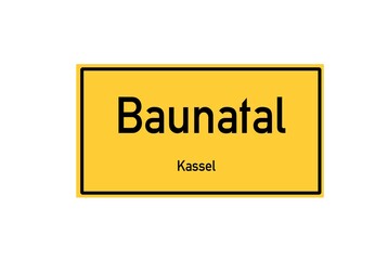 Isolated German city limit sign of Baunatal located in Hessen