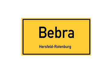 Isolated German city limit sign of Bebra located in Hessen