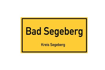 Isolated German city limit sign of Bad Segeberg located in Schleswig-Holstein