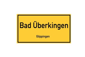 Isolated German city limit sign of Bad Überkingen located in Baden-Württemberg