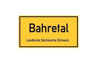 Isolated German city limit sign of Bahretal located in Sachsen