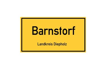 Isolated German city limit sign of Barnstorf located in Niedersachsen