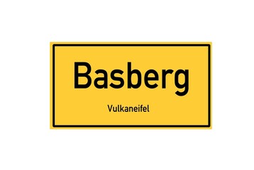 Isolated German city limit sign of Basberg located in Rheinland-Pfalz