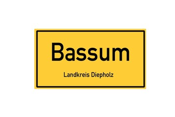 Isolated German city limit sign of Bassum located in Niedersachsen