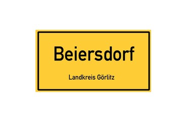 Isolated German city limit sign of Beiersdorf located in Sachsen