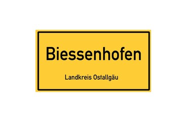 Isolated German city limit sign of Biessenhofen located in Bayern