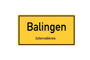 Isolated German city limit sign of Balingen located in Baden-W�rttemberg