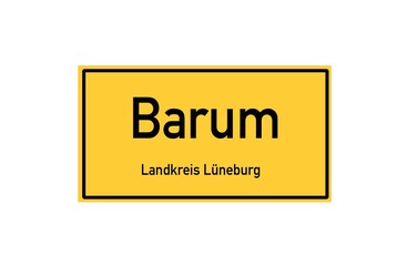 Isolated German city limit sign of Barum located in Niedersachsen