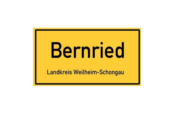 Isolated German city limit sign of Bernried located in Bayern