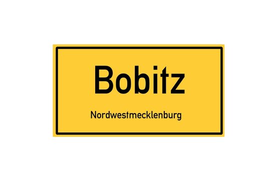Isolated German city limit sign of Bobitz located in Mecklenburg-Vorpommern