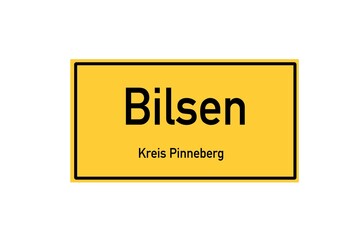Isolated German city limit sign of Bilsen located in Schleswig-Holstein