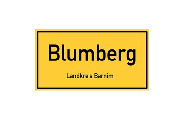 Isolated German city limit sign of Blumberg located in Brandenburg