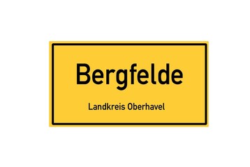 Isolated German city limit sign of Bergfelde located in Brandenburg