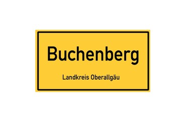 Isolated German city limit sign of Buchenberg located in Bayern