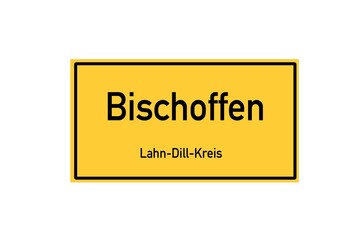 Isolated German city limit sign of Bischoffen located in Hessen