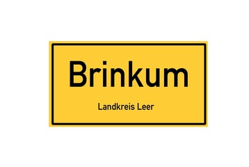 Isolated German city limit sign of Brinkum located in Niedersachsen