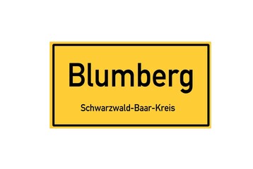 Isolated German city limit sign of Blumberg located in Baden-W�rttemberg