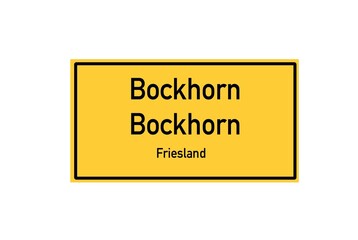 Isolated German city limit sign of Bockhorn Bockhorn located in Niedersachsen