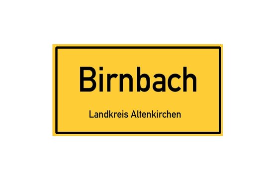 Isolated German city limit sign of Birnbach located in Rheinland-Pfalz