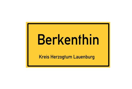 Isolated German city limit sign of Berkenthin located in Schleswig-Holstein