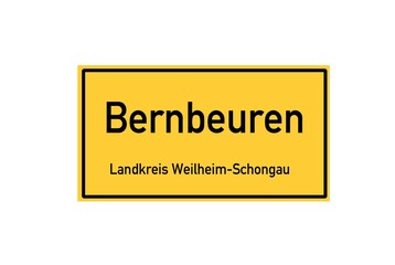Fototapeta premium Isolated German city limit sign of Bernbeuren located in Bayern