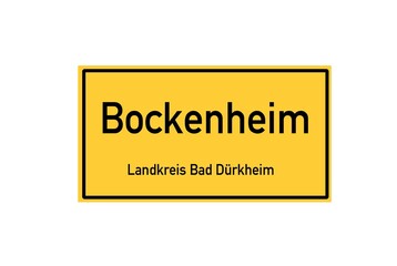 Isolated German city limit sign of Bockenheim located in Rheinland-Pfalz