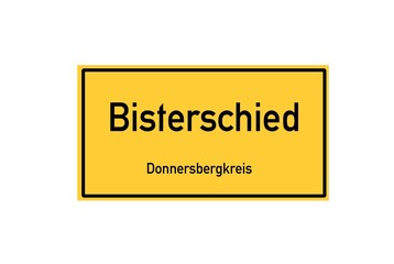 Isolated German city limit sign of Bisterschied located in Rheinland-Pfalz