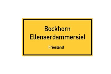 Isolated German city limit sign of Bockhorn Ellenserdammersiel located in Niedersachsen