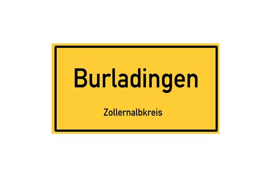 Isolated German city limit sign of Burladingen located in Baden-W�rttemberg