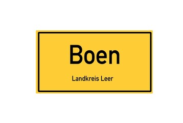 Isolated German city limit sign of Boen located in Niedersachsen