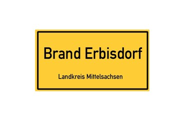 Isolated German city limit sign of Brand Erbisdorf located in Sachsen