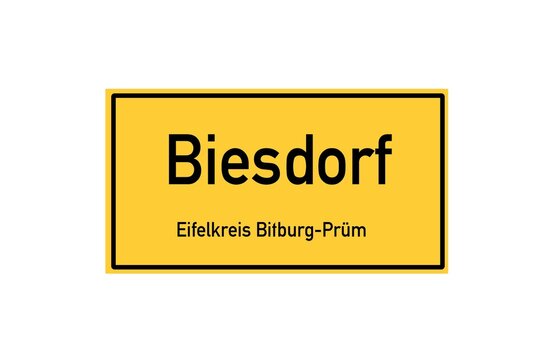 Isolated German city limit sign of Biesdorf located in Rheinland-Pfalz