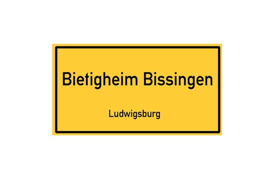 Isolated German city limit sign of Bietigheim Bissingen located in Baden-W�rttemberg