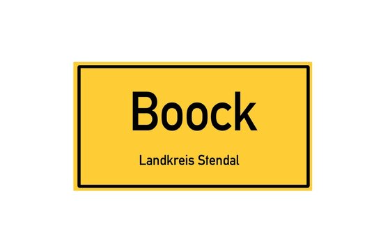 Isolated German city limit sign of Boock located in Sachsen-Anhalt